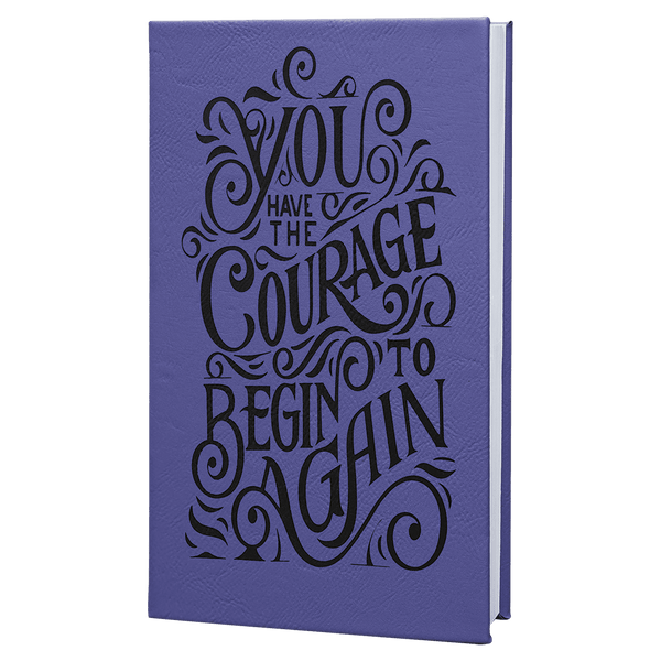 Purple/Black 5 1/4" x 8 1/4" Laserable Leatherette Journal with Lined Notepad