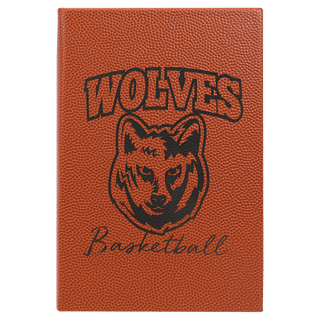 5 1/4" x 8 1/4" Basketball Laserable Leatherette Journal with Lined Notepad