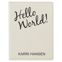 White 4 1/4" x 5 1/2" Laserable Leatherette Passport Holder
