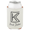 White 3 3/4" Laserable Leatherette Beverage Holder