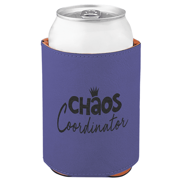 Purple 3 3/4" Laserable Leatherette Beverage Holder