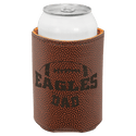 Football 3 3/4" Laserable Leatherette Beverage Holder