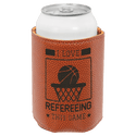 Basketball 3 3/4" Laserable Leatherette Beverage Holder