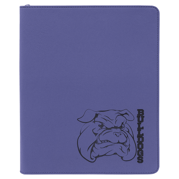 Purple 9 1/2" x 12" with Zipper Laserable Leatherette Portfolio with Notepad