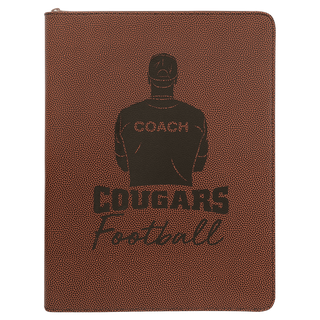 9 1/2" x 12" Football w/ Zipper Laserable Leatherette Portfolio with Notepad