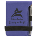 Purple 3 1/4" x 4 3/4" Laserable Leatherette Mini Notepad with Pen
