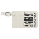 White/Black 4 1/4" x 2 3/4" Laserable Leatherette Luggage Tag