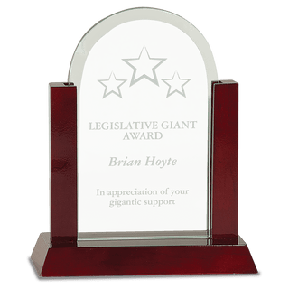 8" Gateway Jade Dome Glass Award with Rosewood Finish Base