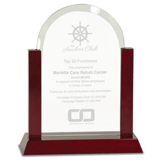 9" Gateway Jade Dome Glass Award with Rosewood Finish Base