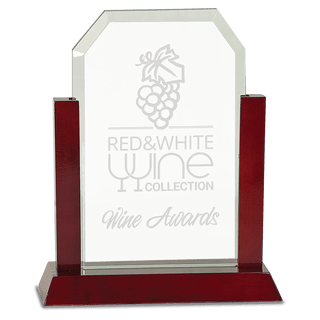 9" Gateway Jade Clip Corner Glass Award with Rosewood Finish Base