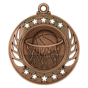 Antique Bronze 2 1/4" Basketball Galaxy Medal