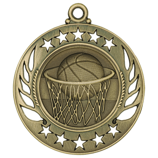 Antique Gold 2 1/4" Basketball Galaxy Medal