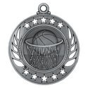 Antique Silver 2 1/4" Basketball Galaxy Medal