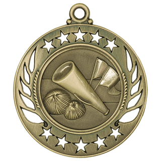 Antique Gold 2 1/4" Cheer Galaxy Medal