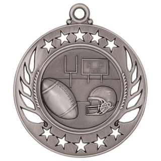 Antique Silver 2 1/4" Football Galaxy Medal
