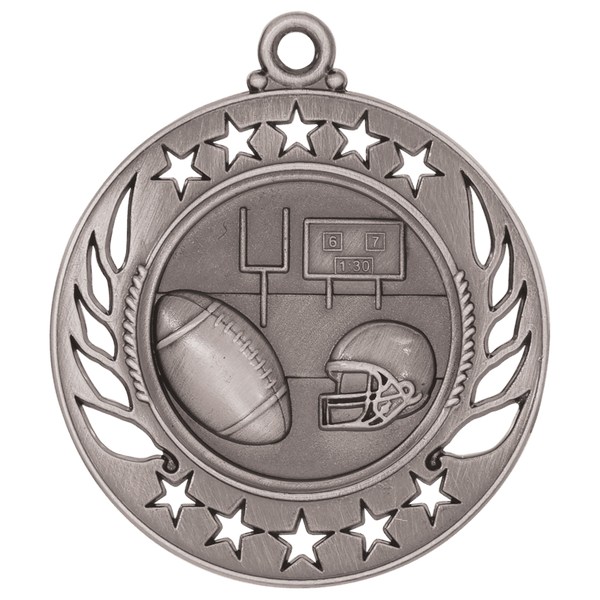 Antique Silver 2 1/4" Football Galaxy Medal