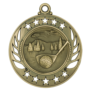 Antique Gold 2 1/4" Golf Galaxy Medal