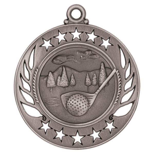 Antique Silver 2 1/4" Golf Galaxy Medal