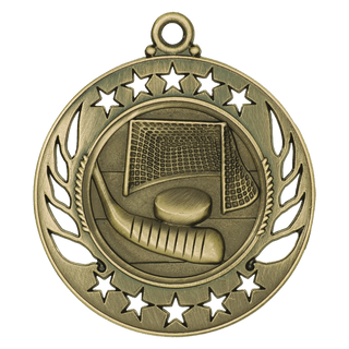 Antique Gold 2 1/4" Hockey Galaxy Medal