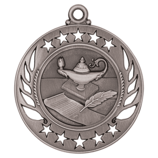 Antique Silver 2 1/4" Lamp of Knowledge Galaxy Medal