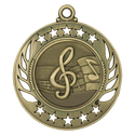 Antique Gold 2 1/4" Music Galaxy Medal