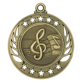 Antique Gold 2 1/4" Music Galaxy Medal