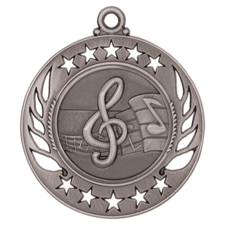 Antique Silver 2 1/4" Music Galaxy Medal