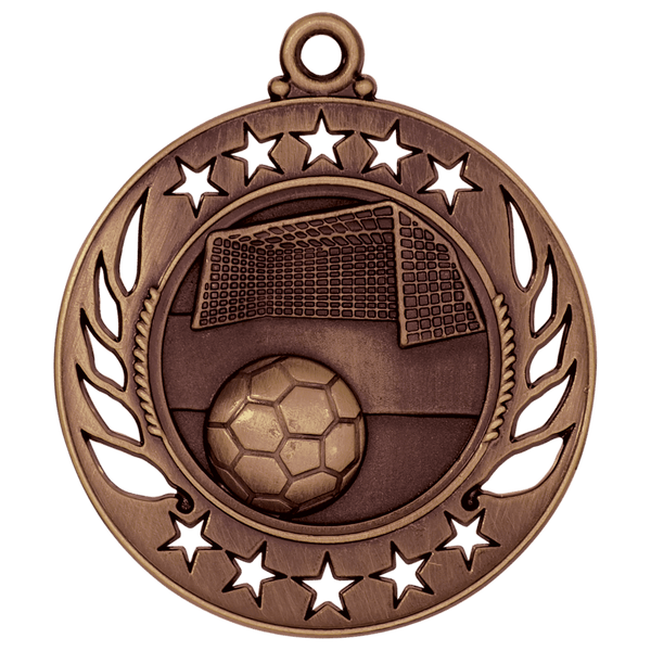 Antique Bronze 2 1/4" Soccer Galaxy Medal