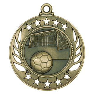 Antique Gold 2 1/4" Soccer Galaxy Medal