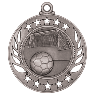 Antique Silver 2 1/4" Soccer Galaxy Medal