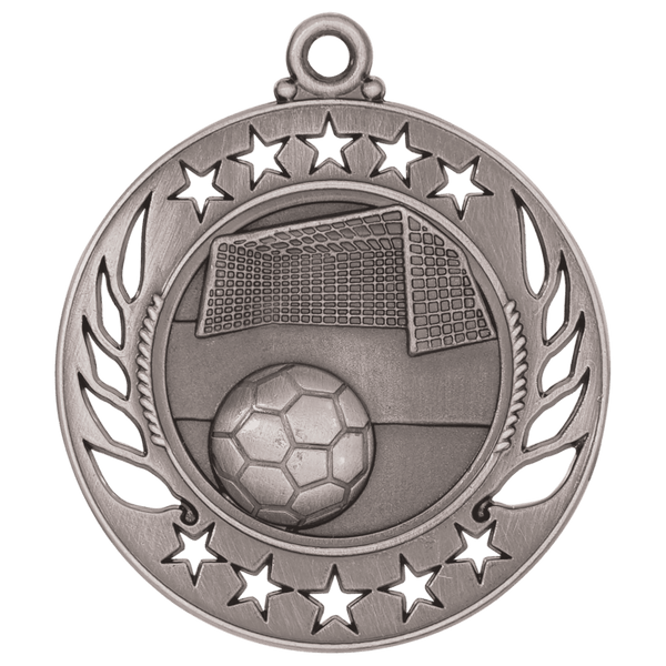 Antique Silver 2 1/4" Soccer Galaxy Medal