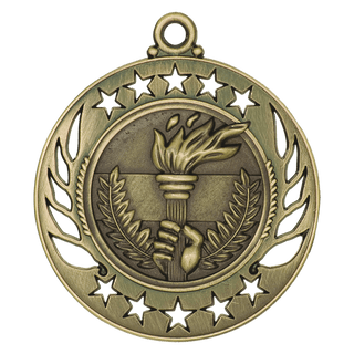 Antique Gold 2 1/4" Torch Galaxy Medal