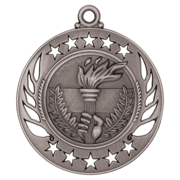 Antique Silver 2 1/4" Torch Galaxy Medal