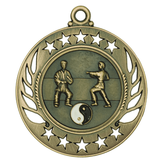 Antique Gold 2 1/4" Martial Arts Galaxy Medal
