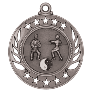 Antique Silver 2 1/4" Martial Arts Galaxy Medal