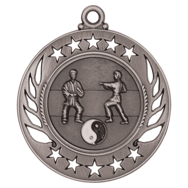 Antique Silver 2 1/4" Martial Arts Galaxy Medal