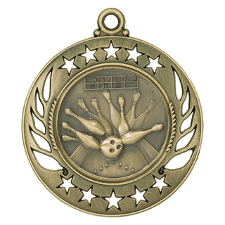 Antique Gold 2 1/4" Bowling Galaxy Medal
