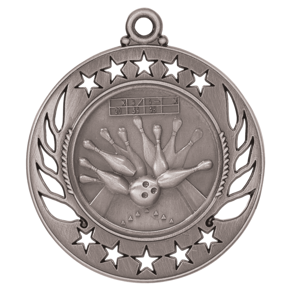 Antique Silver 2 1/4" Bowling Galaxy Medal