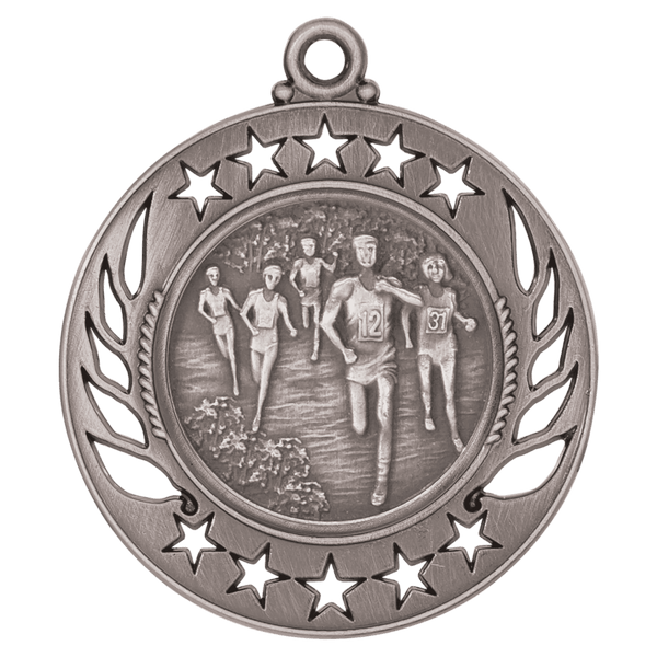 Antique Silver 2 1/4" Cross Country Galaxy Medal