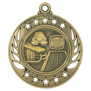 Antique Gold 2 1/4" Swimming Galaxy Medal