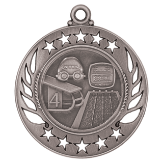 Antique Silver 2 1/4" Swimming Galaxy Medal