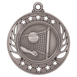 Antique Silver 2 1/4" Volleyball Galaxy Medal