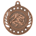 Antique Bronze 2 1/4" Wrestling Galaxy Medal