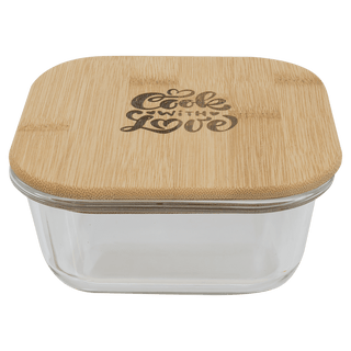 18 oz. Square Glass Container with Bamboo Lid