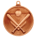 Antique Bronze 2" Baseball/Softball High Relief Medal