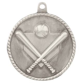 Antique Silver 2" Baseball/Softball High Relief Medal