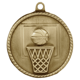 Antique Gold 2" Basketball High Relief Medal