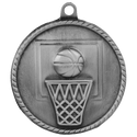 Antique Silver 2" Basketball High Relief Medal