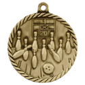 Antique Gold 2" Bowling High Relief Medal