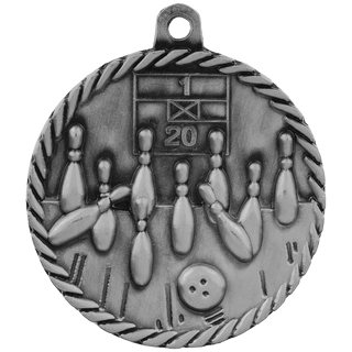 Antique Silver 2" Bowling High Relief Medal